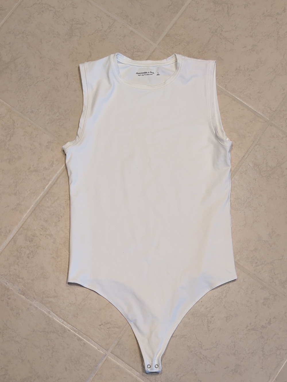 Abercrombie & Fitch White Sleeveless Crewneck Bodysuit
